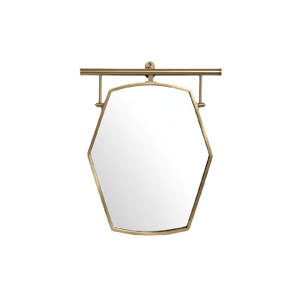 Hexagonal Wall Mirror with Modern Brass Frame