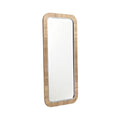 Modern Rectangular Wall Mirror with Bamboo Frame